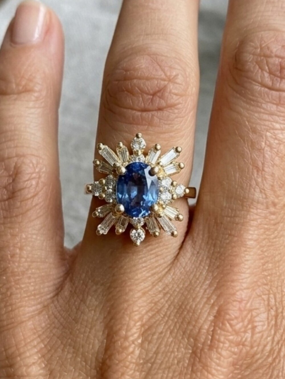 Natural Sapphire diamond ring